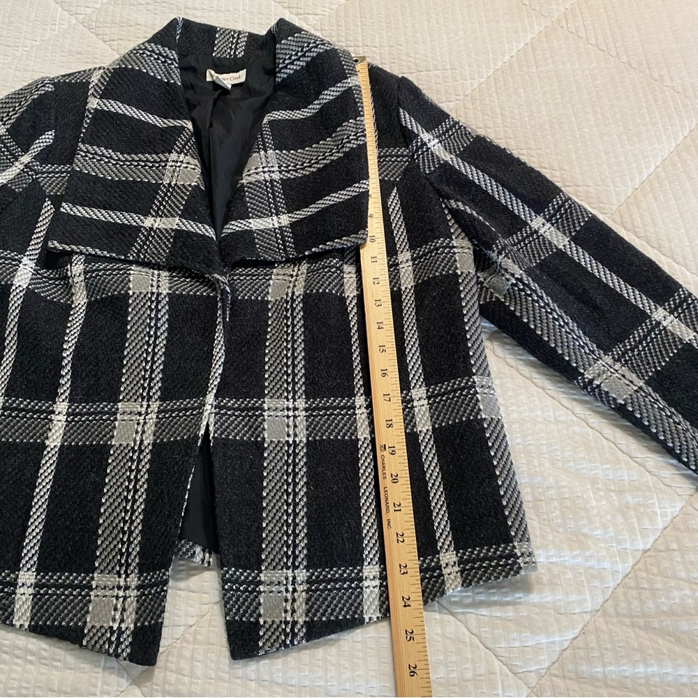 Coldwater Creek Women's Size 16 Jacket Textured Swing Black & White Check Plaid - Picture 5 of 12